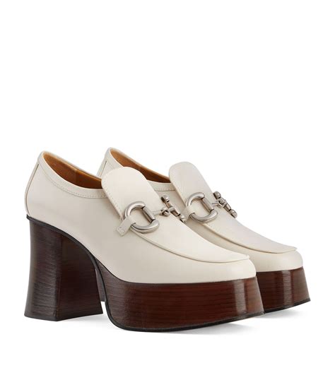 gucci white platform loafers|gucci horsebit suede loafer.